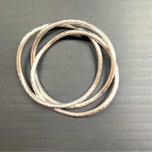 925 Mexico Sterling Silver 3 Bangle Bracelets set 7.50”